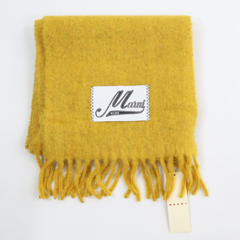 MARNI ASZC0005A0 Alpaca Fringe Stole/Scarf, Mustard, Women's